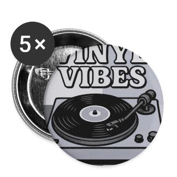 Vinyl Vibes Rétro Platine vinyle design - Lot de 5 moyens badges (32 mm) - blanc - Devant