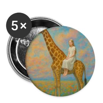 Träumen mit der Giraffe  - Buttons mittel 32 mm (5er Pack) - Weiß - Vorne