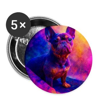 Bouledogue français coloré Art Design - Lot de 5 moyens badges (32 mm) - blanc - Devant