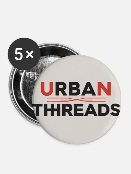 Urban Threads Logo Druck - Buttons mittel 32 mm (5er Pack) - Weiß