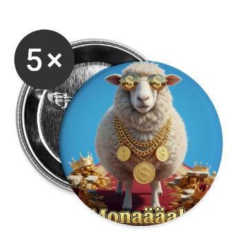 Bling Schaf mit Münzketten - Buttons mittel 32 mm (5er Pack) - Weiß - Vorne