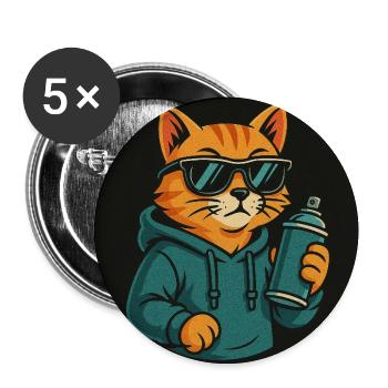 Graffiti Cat Hoodie Spray Can - Buttons medium 1.26"/32 mm (5-pack) - white - Front