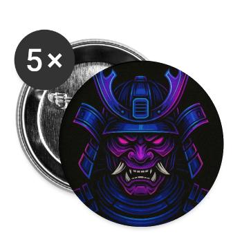 Neon Samurai Mask - Buttons medium 1.26"/32 mm (5-pack) - white - Front