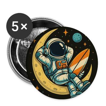 Mondkosmos Astro Surfer - Buttons mittel 32 mm (5er Pack) - Weiß - Vorne