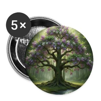 Forest tree with lilac blossoms - Buttons medium 1.26"/32 mm (5-pack) - white - Front