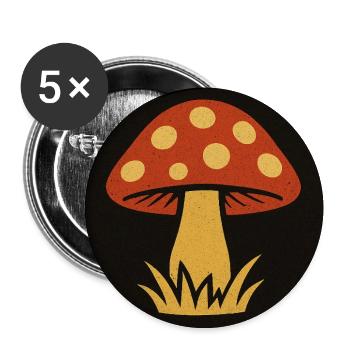 Red hat mushroom in retro style - Buttons medium 1.26"/32 mm (5-pack) - white - Front