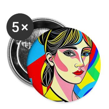 Colorful Pop Portrait - Buttons medium 1.26"/32 mm (5-pack) - white - Front