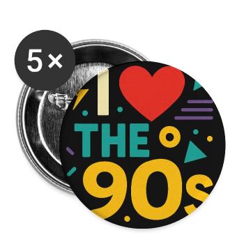 Ich liebe die 90er Jahre Neon Retro - Buttons mittel 32 mm (5er Pack) - Weiß - Vorne