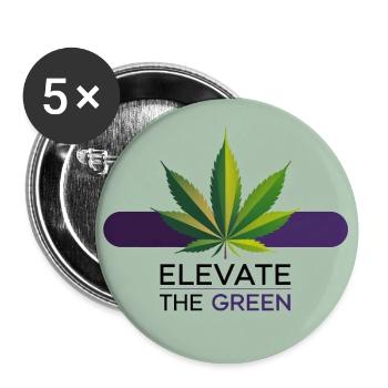 Elevate The Green Cannabis Leaf - Buttons mittel 32 mm (5er Pack) - Weiß - Vorne