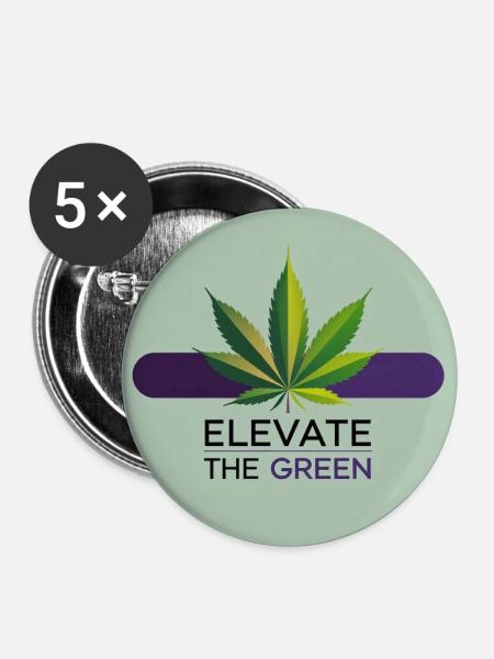 Elevate The Green Cannabis Leaf - Buttons mittel 32 mm (5er Pack) - Weiß