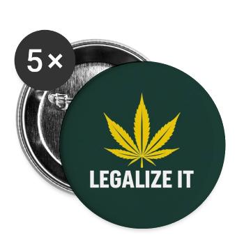 Cannabis Legalisierung Blatt - Buttons mittel 32 mm (5er Pack) - Weiß - Vorne