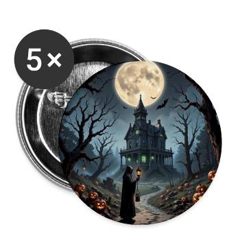 Mond an Halloween Spukhaus - Buttons mittel 32 mm (5er Pack) - Weiß - Vorne