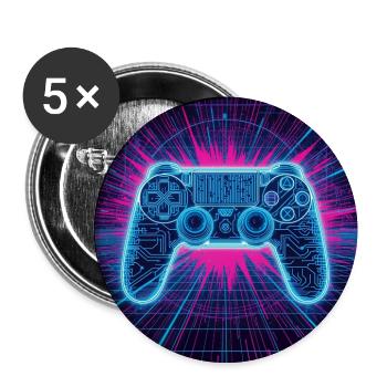 Univers Neon Gaming - Lot de 5 moyens badges (32 mm) - blanc - Devant