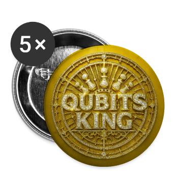 Qubits King Gold Coin Design - Buttons medium 1.26"/32 mm (5-pack) - white - Front