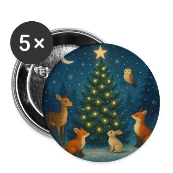 Winterwald Tierkreis am Baum - Buttons mittel 32 mm (5er Pack) - Weiß - Vorne