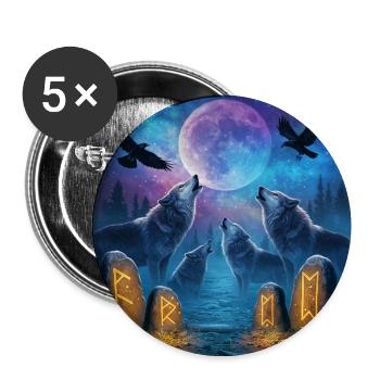 Moonlit Night of the Wolves - Buttons medium 1.26"/32 mm (5-pack) - white - Front