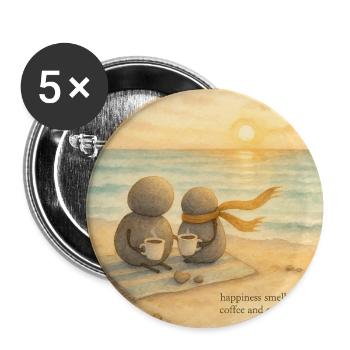 Compagnons de café Sea Breeze - Lot de 5 moyens badges (32 mm) - blanc - Devant
