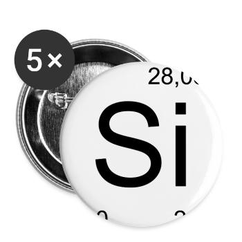 Si Silicon Symbol Art - Buttons medium 1.26"/32 mm (5-pack) - white - Front