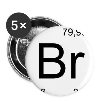 Bromine Br Element Block Design - Buttons medium 1.26"/32 mm (5-pack) - white - Front