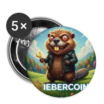 Crypto Beaver avec clé à molette - Lot de 5 moyens badges (32 mm) - blanc - Devant
