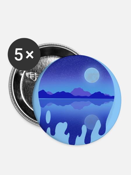 Nächtlicher See - Buttons mittel 32 mm (5er Pack) - Weiß
