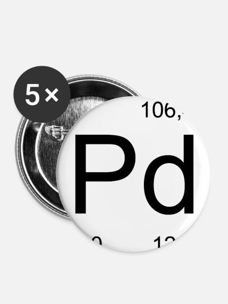 Palladium Glyph Monochrom - Buttons mittel 32 mm (5er Pack) - Weiß