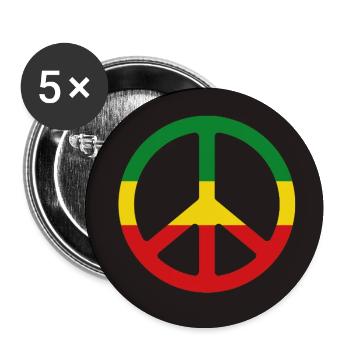 Signe de paix reggae - Lot de 5 moyens badges (32 mm) - blanc - Devant