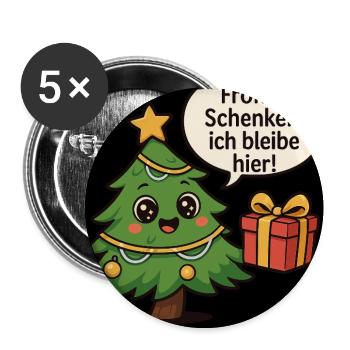 Fröhliches Schenken Weihnachtsbaum - Buttons mittel 32 mm (5er Pack) - Weiß - Vorne