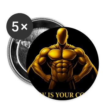 Goldener Kern Held Fitness Illustration - Buttons mittel 32 mm (5er Pack) - Weiß - Vorne