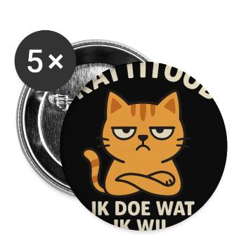 Grimmige Katze, die macht, was sie will - Buttons mittel 32 mm (5er Pack) - Weiß - Vorne
