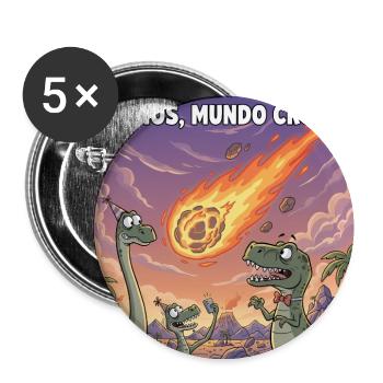 Goodbye Cruelty World: Dinosaurier - Buttons mittel 32 mm (5er Pack) - Weiß - Vorne