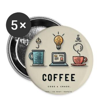 Conception du code du café - Lot de 5 moyens badges (32 mm) - blanc - Devant