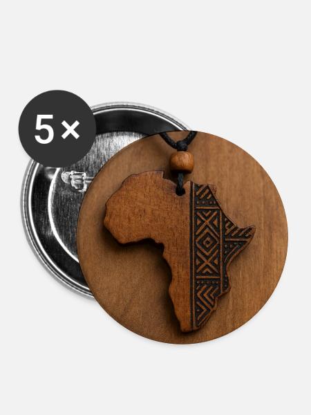 Afrika-Holzgraviertes Stammesmuster - Buttons mittel 32 mm (5er Pack) - Weiß