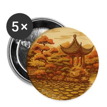 Herbstliche Zen-Pagode im Kreis - Buttons mittel 32 mm (5er Pack) - Weiß - Vorne