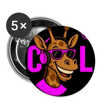 Neon Giraffe DJ mit pinken Accessoires - Buttons mittel 32 mm (5er Pack) - Weiß - Vorne