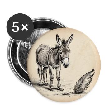 Sketch Sépia de l’Âne et des Plumes - Lot de 5 moyens badges (32 mm) - blanc - Devant