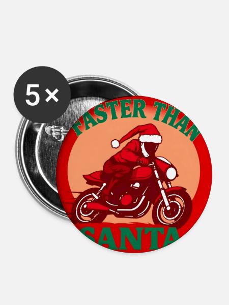 Faster than Santa - Buttons mittel 32 mm (5er Pack) - Weiß