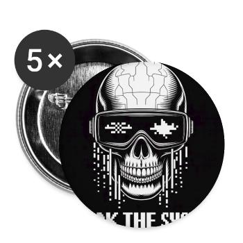 Crâne cyberpunk Break the System - Lot de 5 moyens badges (32 mm) - blanc - Devant