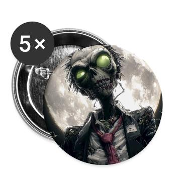 Moonlit Undead – Zombie im Vollmond - Buttons mittel 32 mm (5er Pack) - Weiß - Vorne