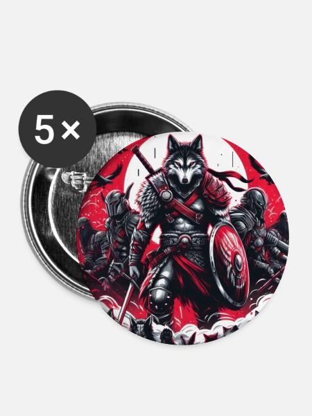 Wölfe der Crimson Legion - Buttons mittel 32 mm (5er Pack) - Weiß