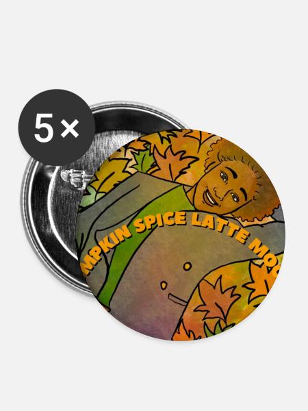 Pumpkin Spice Latte Stimmung - Buttons mittel 32 mm (5er Pack) - Weiß