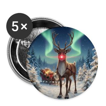 Rudolph in the Polar Forest - Buttons medium 1.26"/32 mm (5-pack) - white - Front