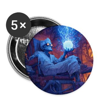Savant fou - Lot de 5 moyens badges (32 mm) - blanc - Devant