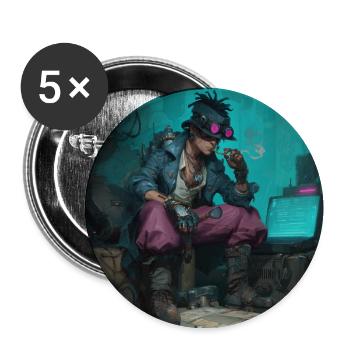 Lucky Cyberpirate Portrait - Buttons medium 1.26"/32 mm (5-pack) - white - Front