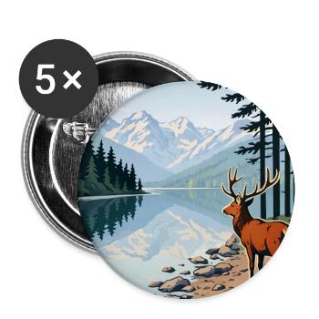 Deer at the mountain lake - Buttons medium 1.26"/32 mm (5-pack) - white - Front