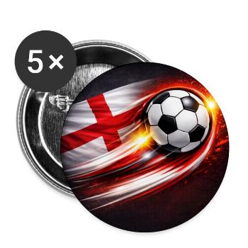 Fliegender Fußball mit Flaggenhauch - Buttons mittel 32 mm (5er Pack) - Weiß - Vorne