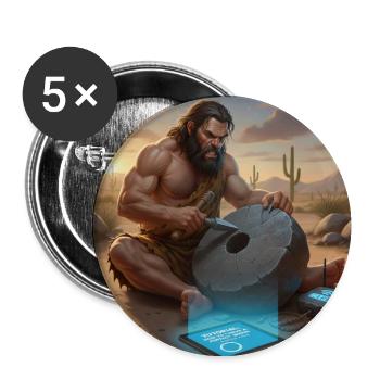 Support technique des hommes des cavernes - Le premier tutoriel - Lot de 5 moyens badges (32 mm) - blanc - Devant