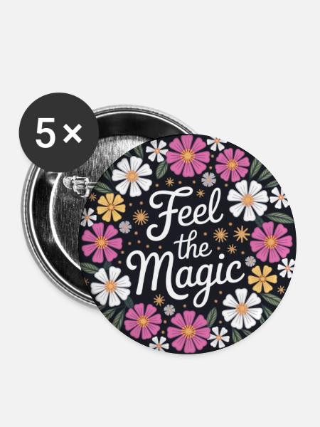Feel the Magic Blütenkranz - Buttons mittel 32 mm (5er Pack) - Weiß