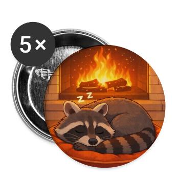 Cozy Raccoon by Fireplace - Buttons medium 1.26"/32 mm (5-pack) - white - Front