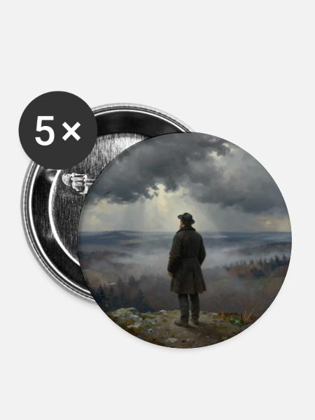 Blick in den Nebelberge - Buttons mittel 32 mm (5er Pack) - Weiß